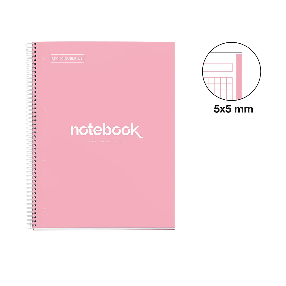 Notizbuch Miquelrius Emotions 1, A4, 80 Blatt kariert und blickdicht, gelocht, Spiralbindung, Hardcover, pink
