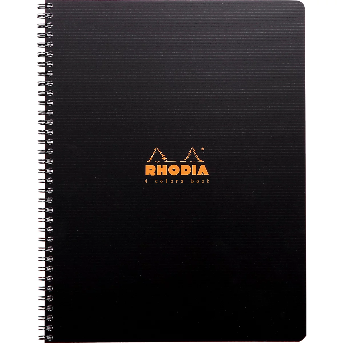 Notizbuch Rhodia 4 Colors Book Rhodiactive, 80 Blatt, DIN A4+, 90 g/m², Doppelspirale, kariert, mit Kopfleiste, mikroperforiert