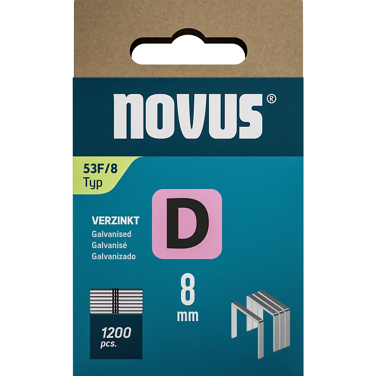 Novus Heftklammern Typ D, Länge 8 mm, Stahldraht, 1200 St.