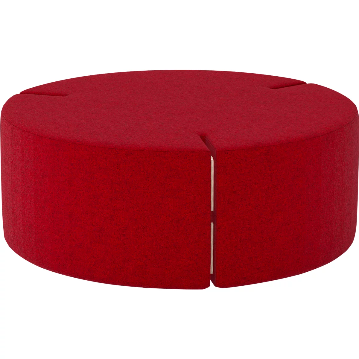 Roter, runder Hocker mit einer Aussparung.