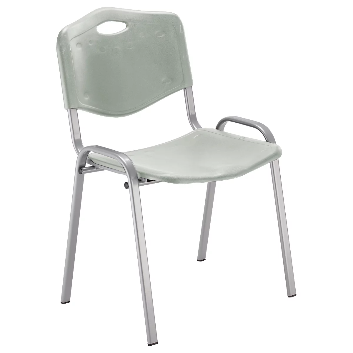 NowyStyl Besucherstuhl, H 470 mm x B 460 mm x T 410 mm, Kunststoff, mit Stahlgestell, Antikratzfüsse, stapelbar, aluminium-grau