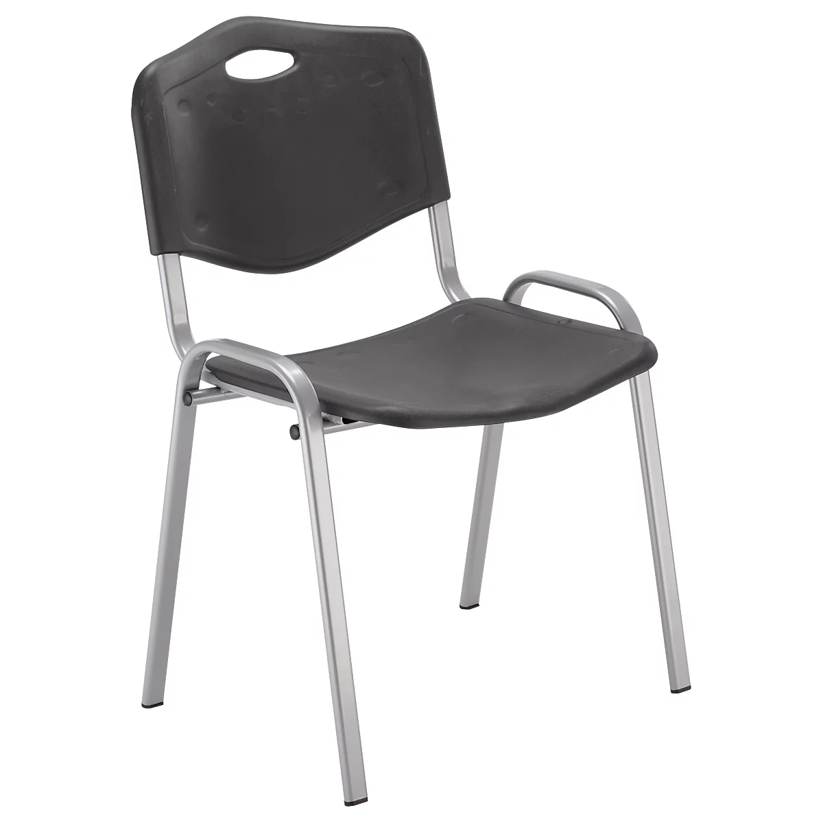 NowyStyl Besucherstuhl, H 470 mm x B 460 mm x T 410 mm, Kunststoff, mit Stahlgestell, Antikratzfüsse, stapelbar, alusilber-anthrazit
