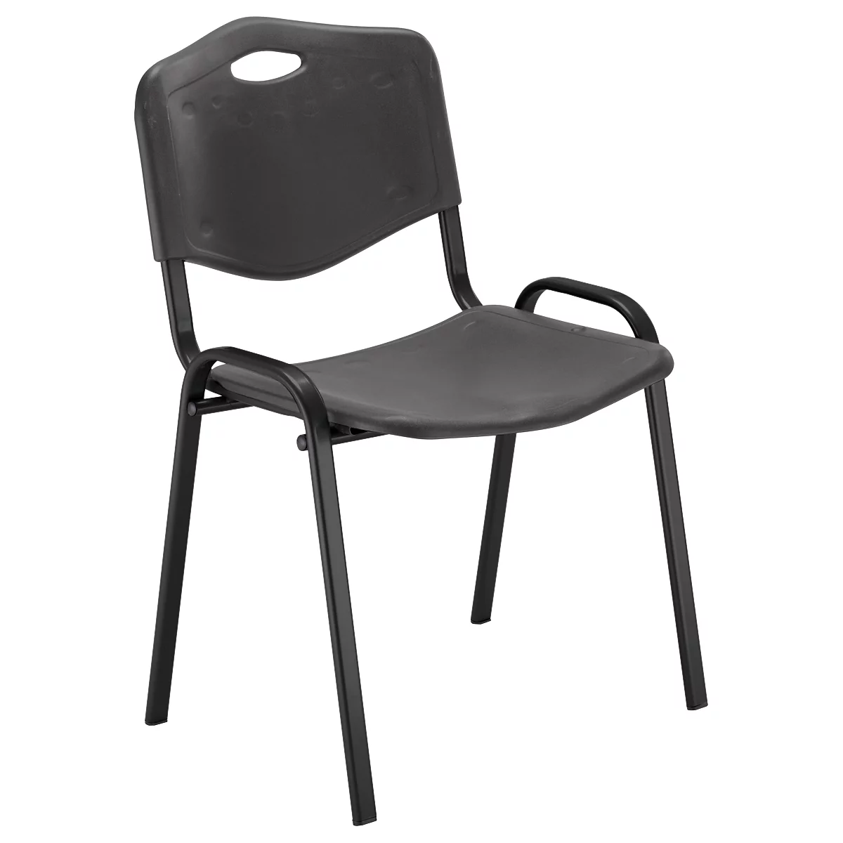 NowyStyl Besucherstuhl, H 470 mm x B 460 mm x T 410 mm, Kunststoff, mit Stahlgestell, Antikratzfüsse, stapelbar, schwarz-anthrazit
