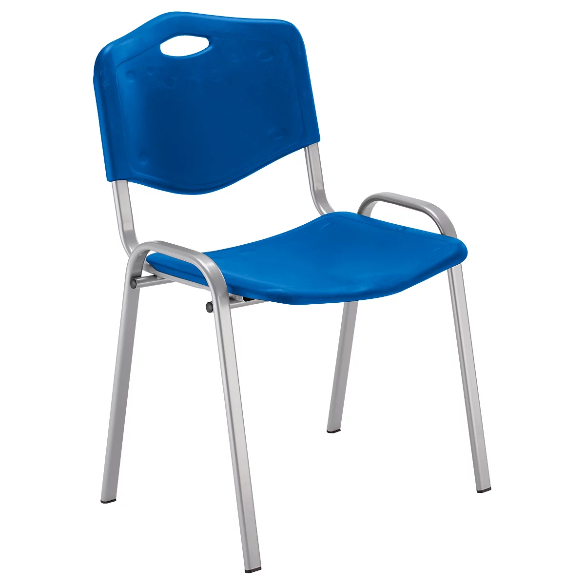 NowyStyl chaise visiteur, H 470 mm x L 460 mm x P 410 mm, plastique, avec piétement acier, pieds anti-rayures, empilable, bleu aluminium