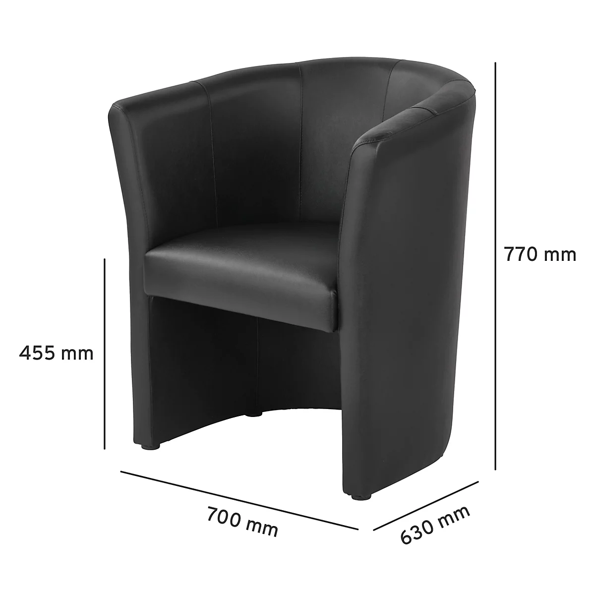 NowyStyl CLUB cocktailstoel, echt leer, volledig gestoffeerd, zithoogte 455 mm, zwart