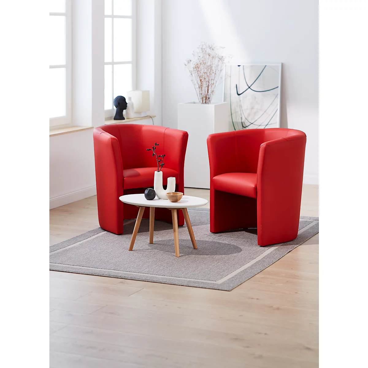 NowyStyl CLUB cocktailstoel, kunstleer (100% polyester), volledig gestoffeerd, zithoogte 455 mm, rood