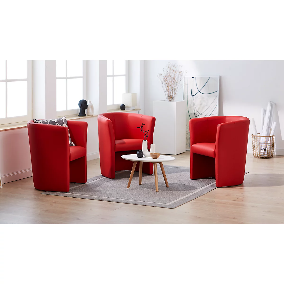 NowyStyl CLUB cocktailstoel, kunstleer (100% polyester), volledig gestoffeerd, zithoogte 455 mm, rood