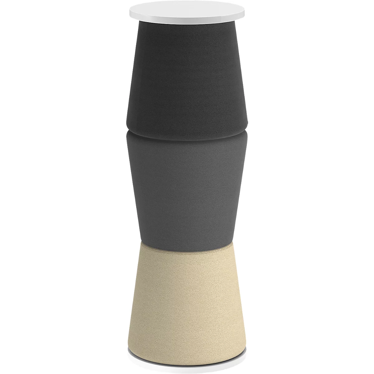 NowyStyl Pouf Set Versi, 3 poufs avec table, noir/gris/beige/blanc