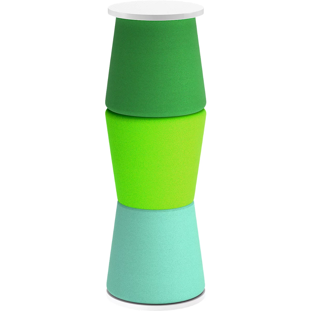NowyStyl Pouf Set Versi, 3 poufs avec table, vert/vert clair/turquoise/blanc