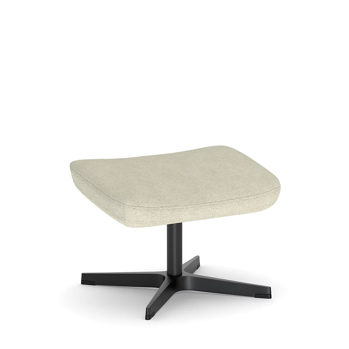 Pouf beige avec base en étoile noire sur fond blanc.