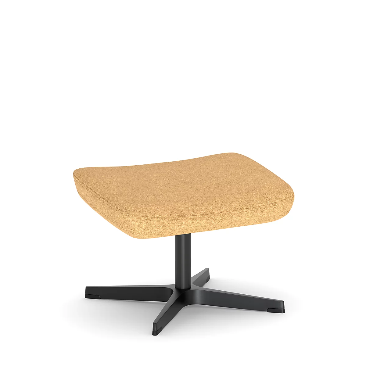 Pouf beige avec base en étoile noire sur fond blanc.