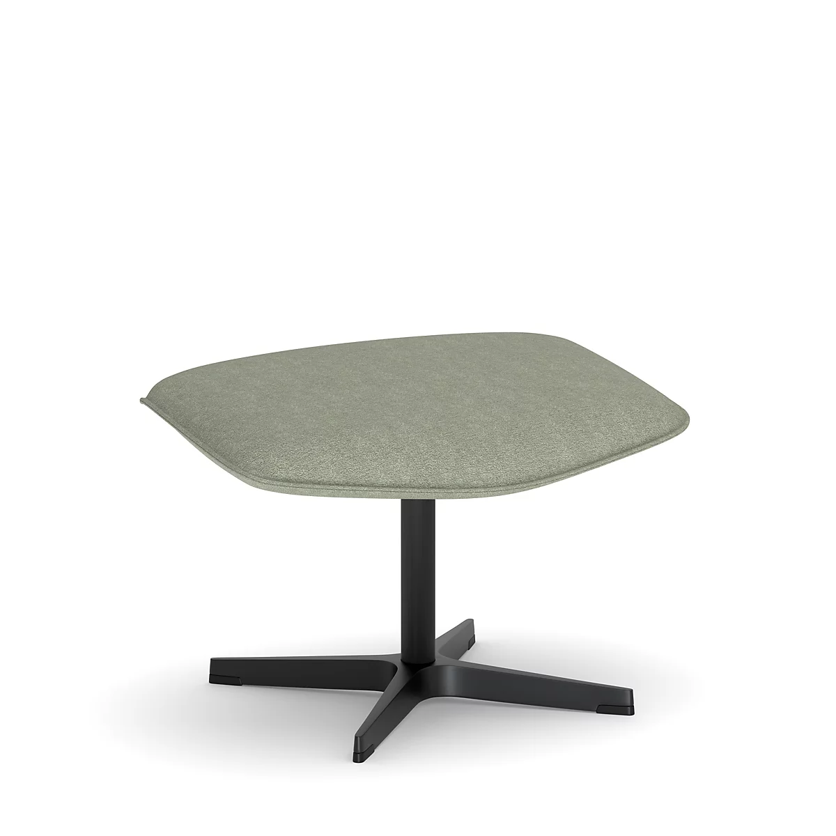 Tabouret vert clair avec base noire sur fond blanc.