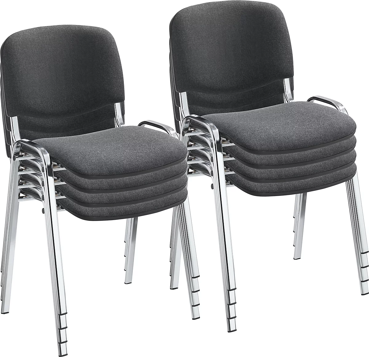 NowyStyl Set de chaises empilables ISO BASIC, sans accoudoirs, empilable jusqu'à 12 pièces, housse anthracite, piétement argent chromé, 8 pièces