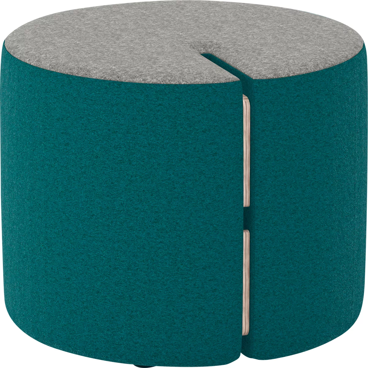 NowyStyl Sitzpouf Tri.Ply S, modular, Blazer-Stoff, ø 55 cm, grau/petrol