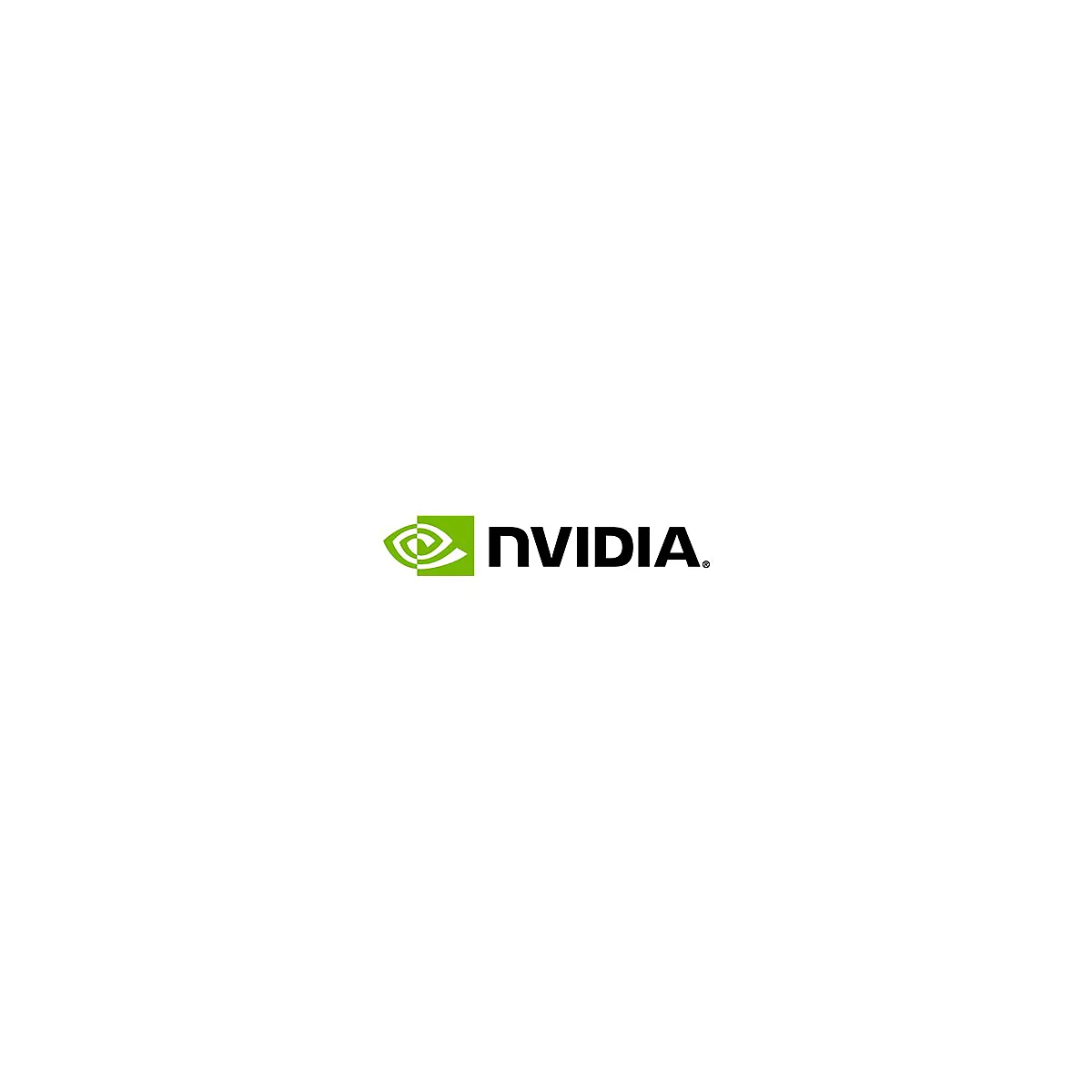NVIDIA-Logo: Grünes Auge mit weißem Hintergrund neben schwarzem Schriftzug 'NVIDIA'.