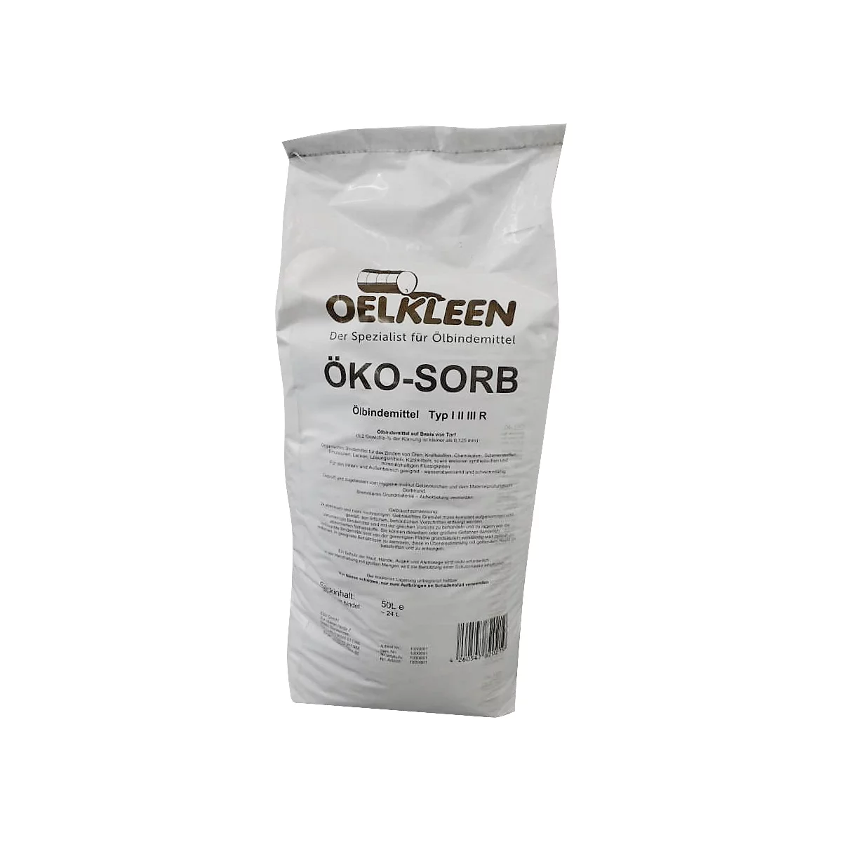Oel-Kleen Öko-Sorb Bindemittel, Typ R/W, ölbindend, auf Torfbasis, Körnung 22, für Straße & Wasser, bei Leckagen und Verschüttungen, 50 Liter
