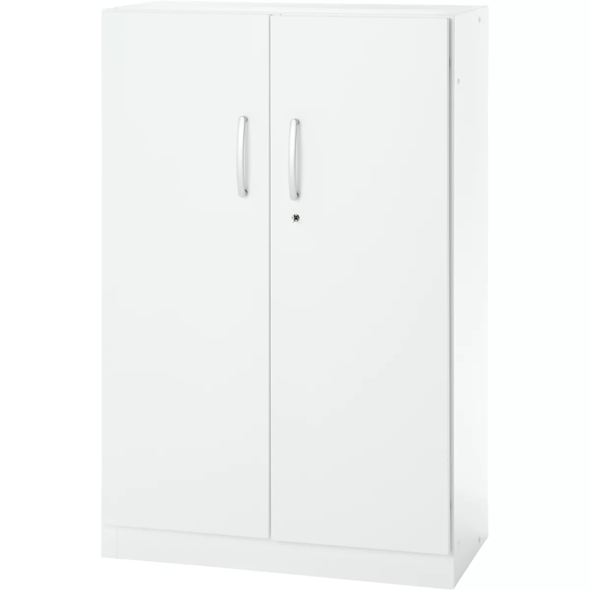 Office cupboard, 3OH, lockable, with overlay doors, W 800 mm, traffic white