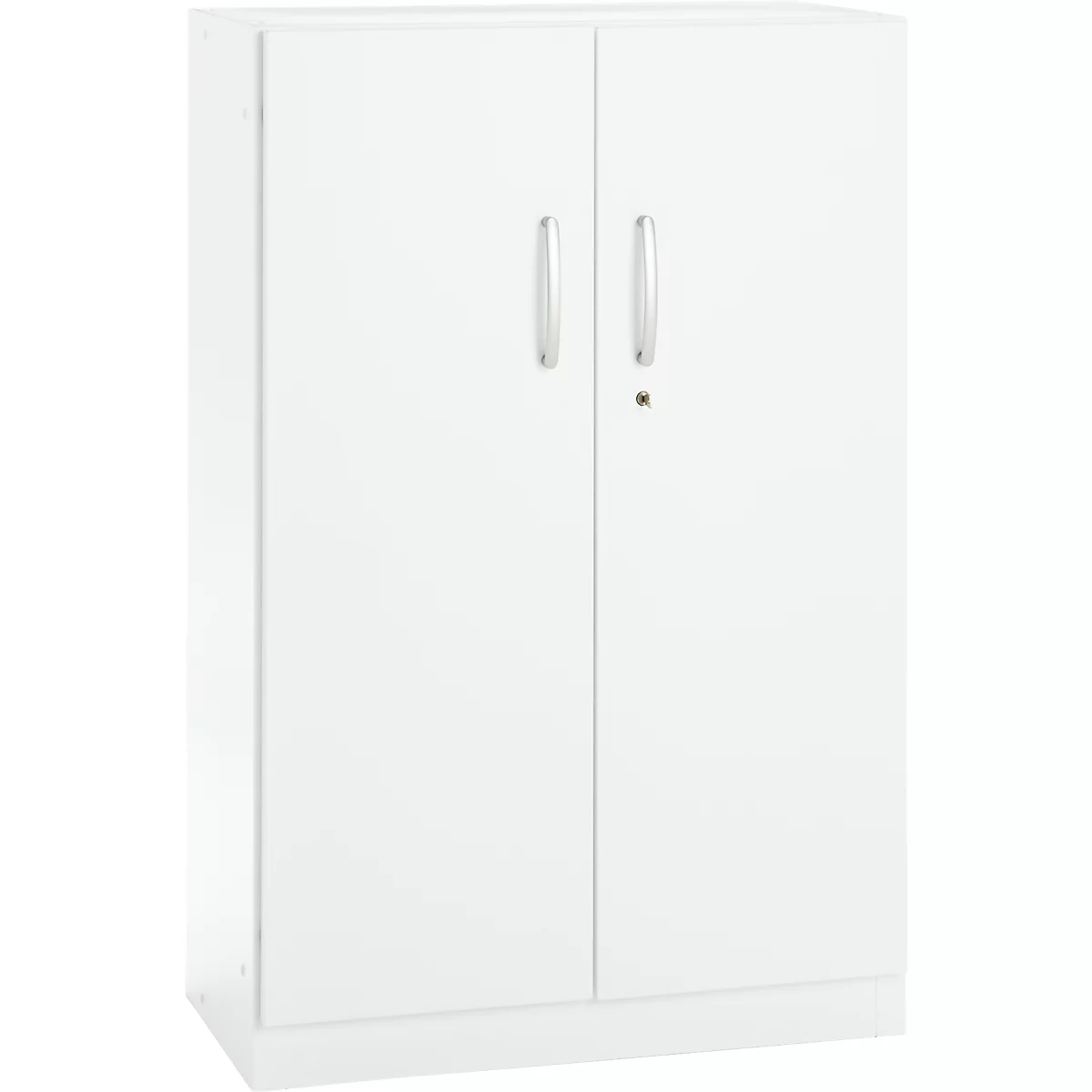 Office cupboard, 3OH, lockable, with overlay doors, W 800 mm, traffic white