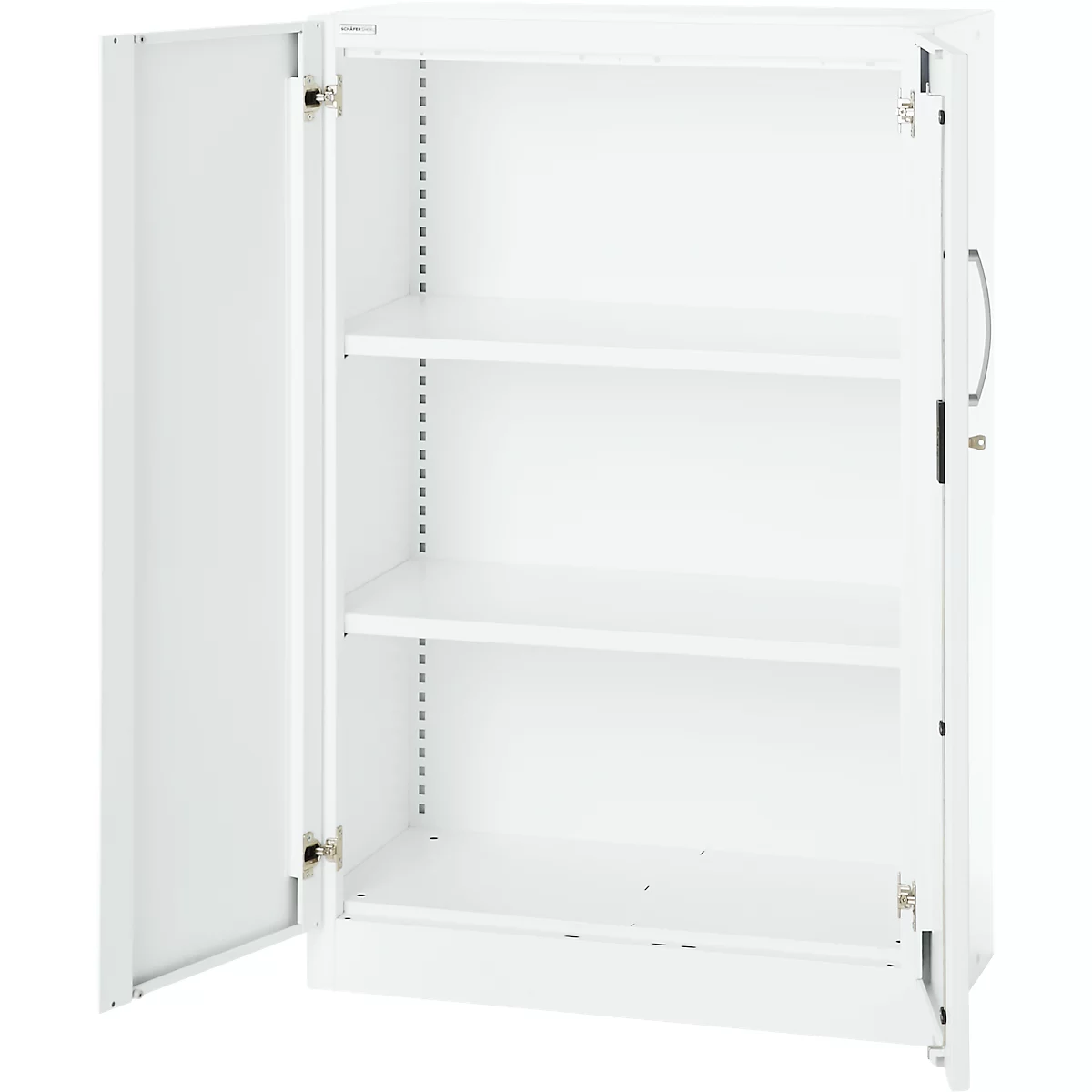 Office cupboard, 3OH, lockable, with overlay doors, W 800 mm, traffic white
