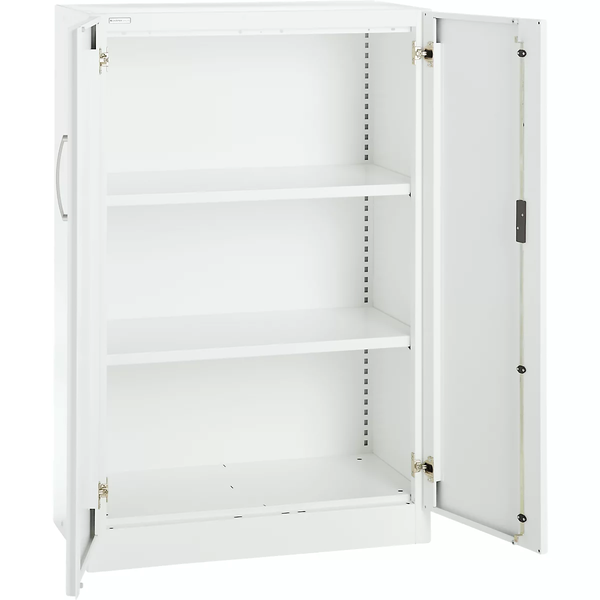 Office cupboard, 3OH, lockable, with overlay doors, W 800 mm, traffic white