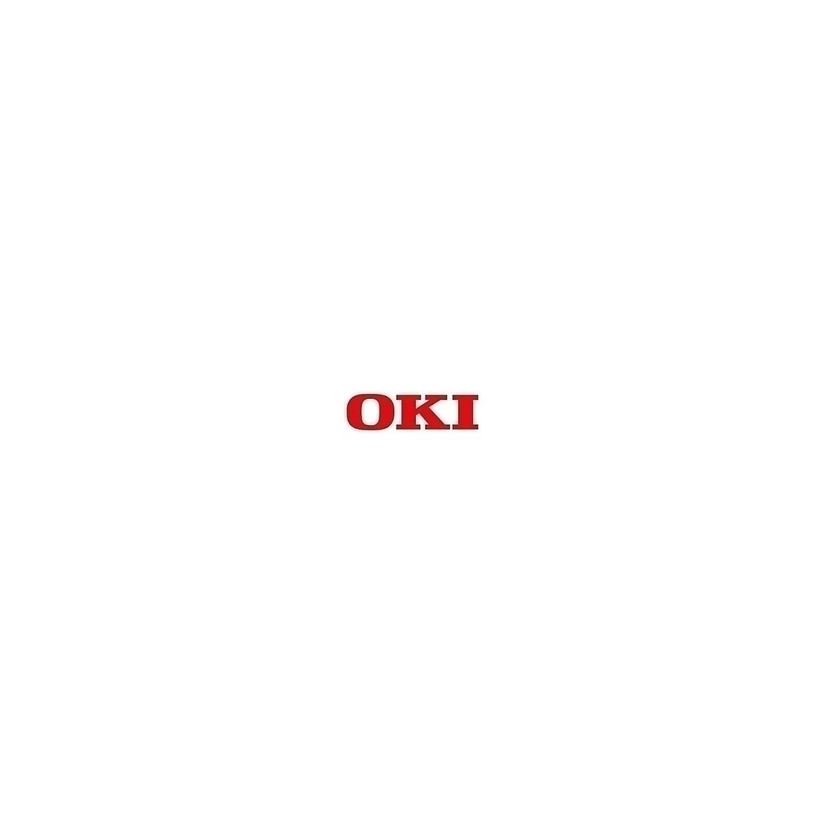 Rotes OKI-Logo mit weißem Hintergrund.