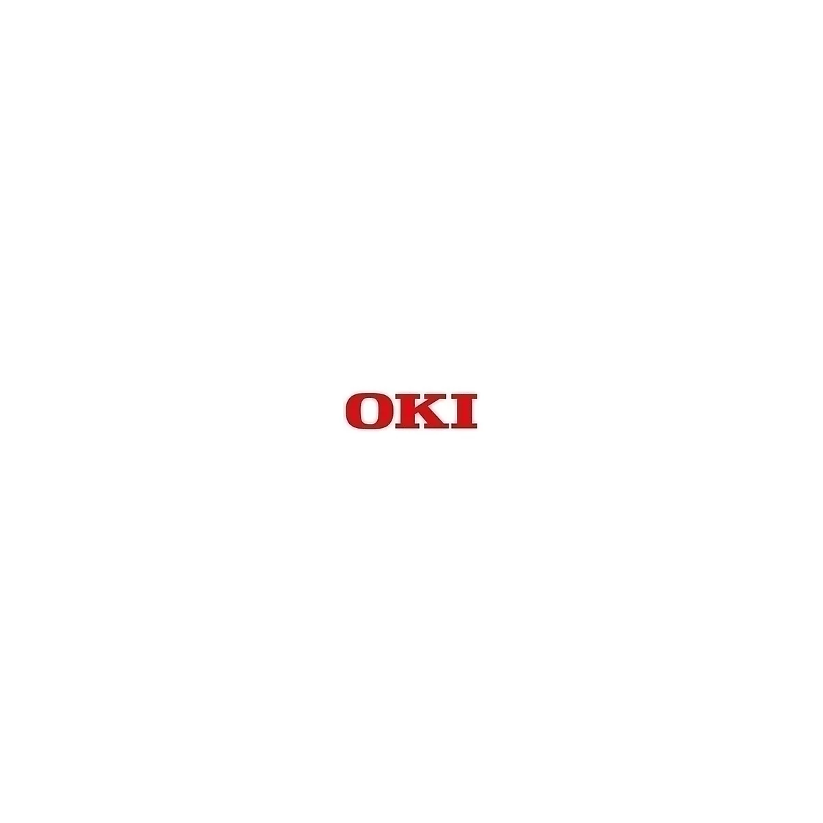 Rotes OKI Logo. Buchstaben mit roter Leuchtkraft.