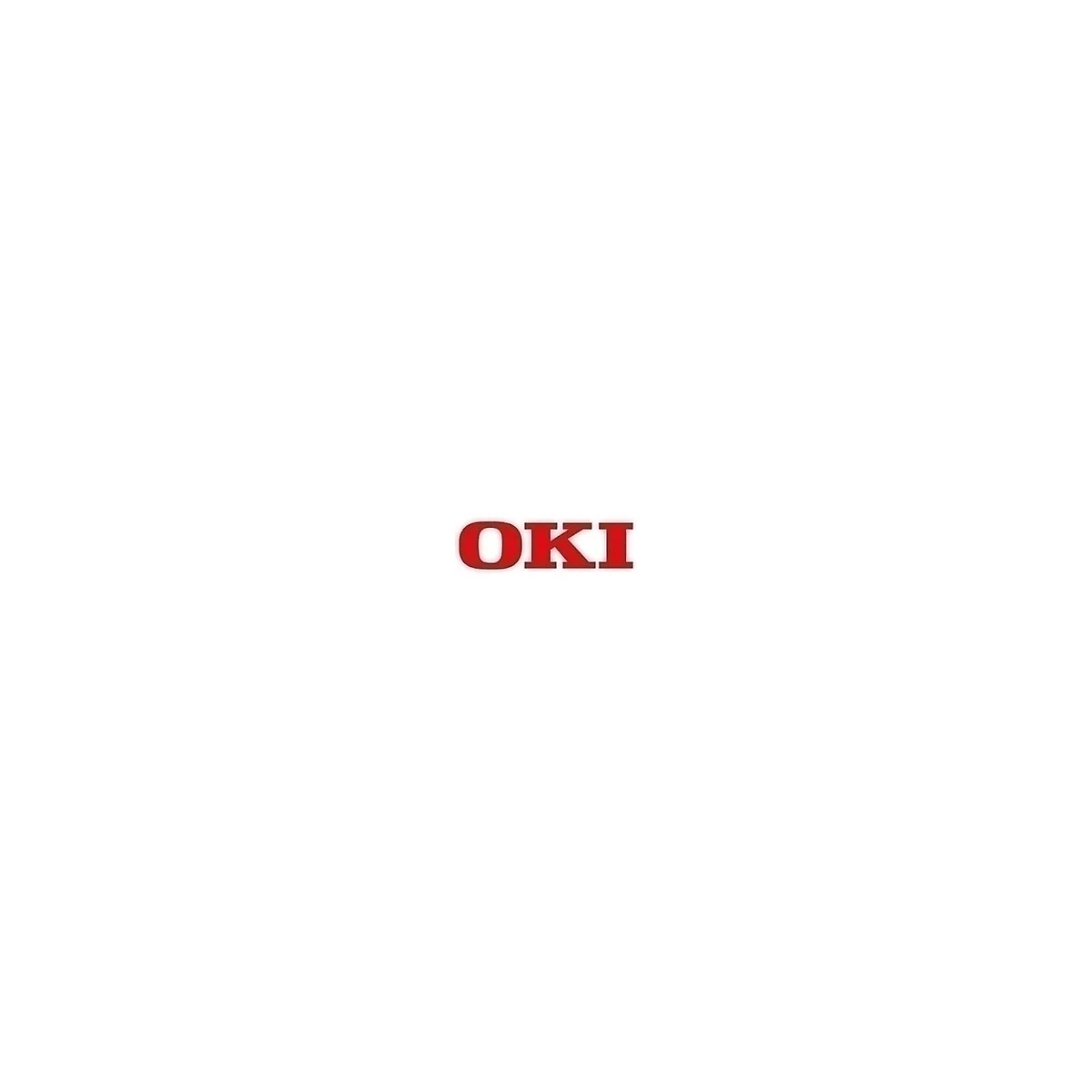 OKI-Logo in Rot. Der Schriftzug ist vor weißem Hintergrund platziert.