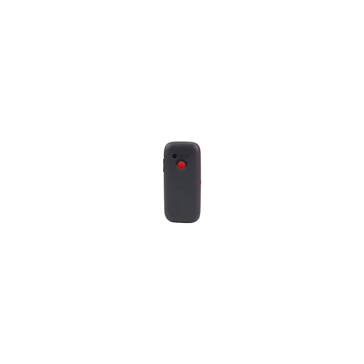 Dunkelgraues Mobiltelefon, roter Rahmen und SOS-Taste.