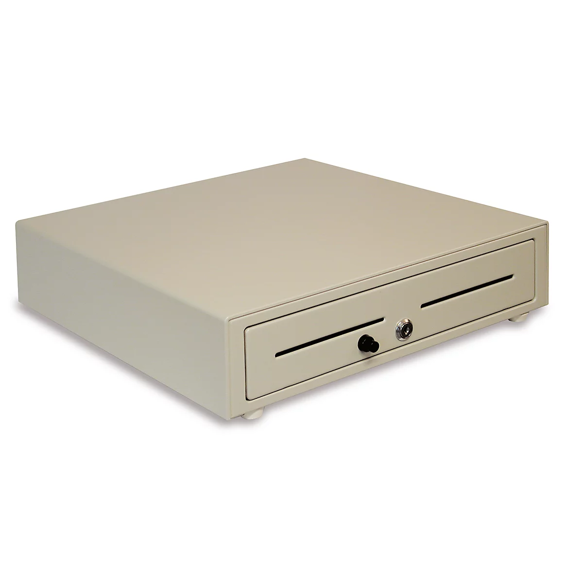 Olympia Magic Touch kassalade, afsluitbaar, 8 vakken voor biljetten &amp; 8 verstelbare muntvakken, B 410 x D 415 x H 110 mm, metaal, mat grijs