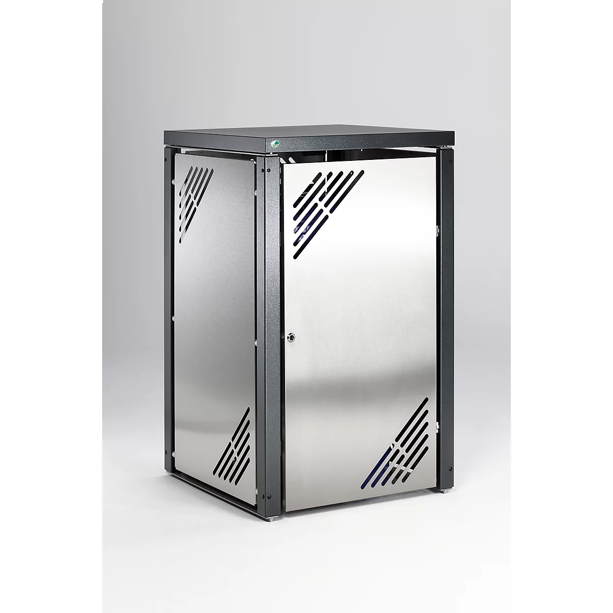 Ombouw voor vuilnisbakken MBS 2, rvs, met klapdeksel, voor vuilcontainers van 120 l en 240 l, uit te breiden