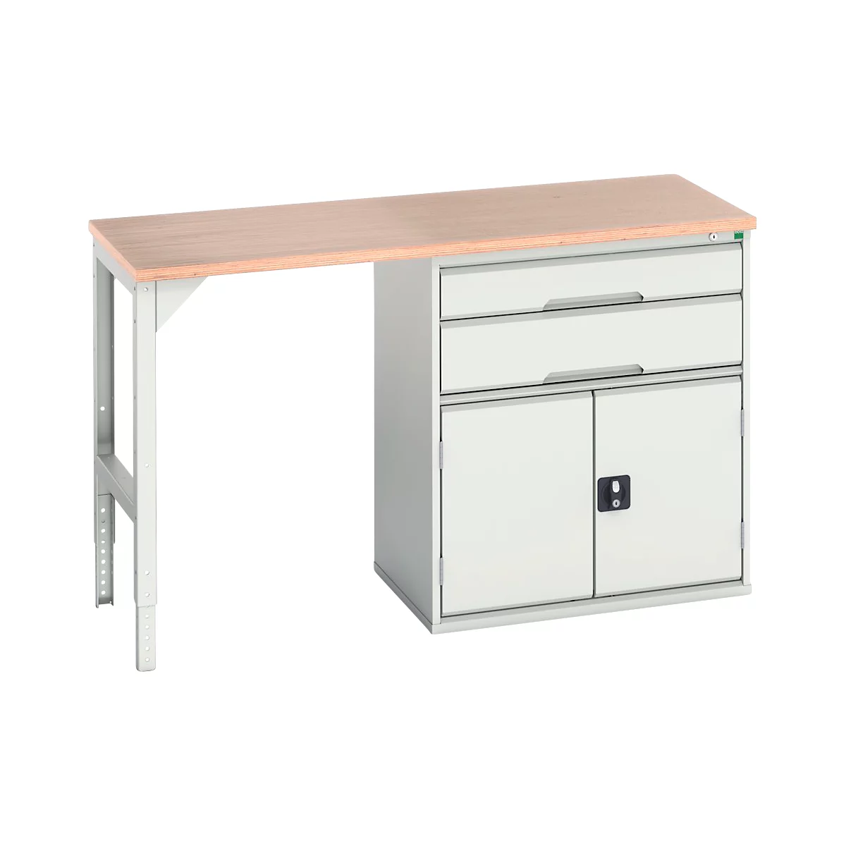 Onderbouw Bott verso, multiplex legbord, 2 laden, 1 deur, 1 legbord, B 1500 x D 600 x H 930 mm, lichtgrijs