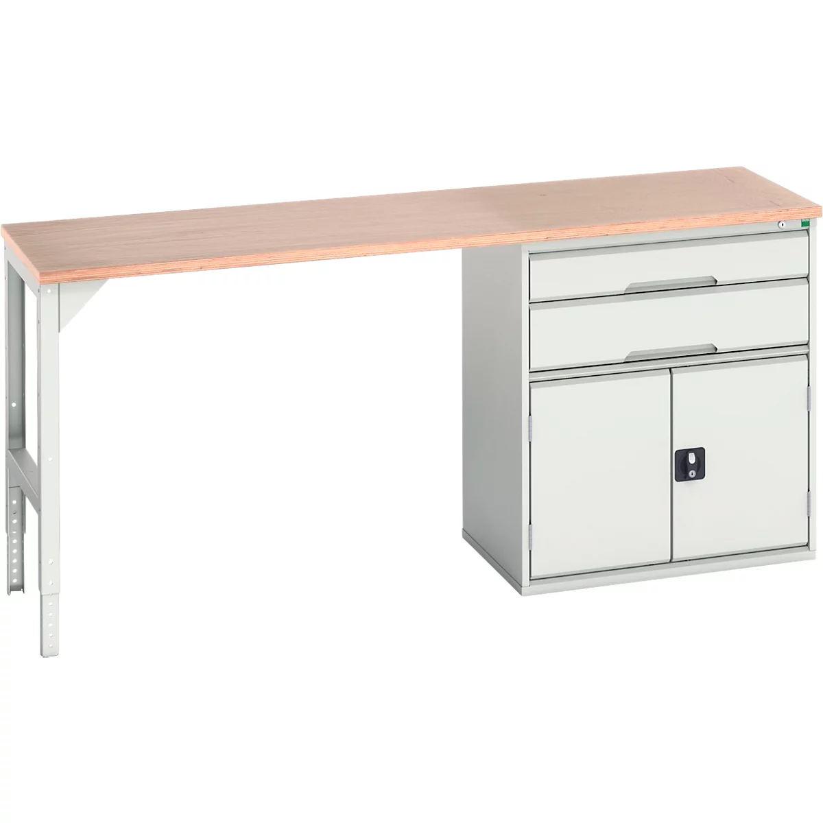 Onderbouw Bott verso, multiplex legbord, 2 laden, 1 deur, 1 legbord, B 2000 x D 600 x H 930 mm, lichtgrijs