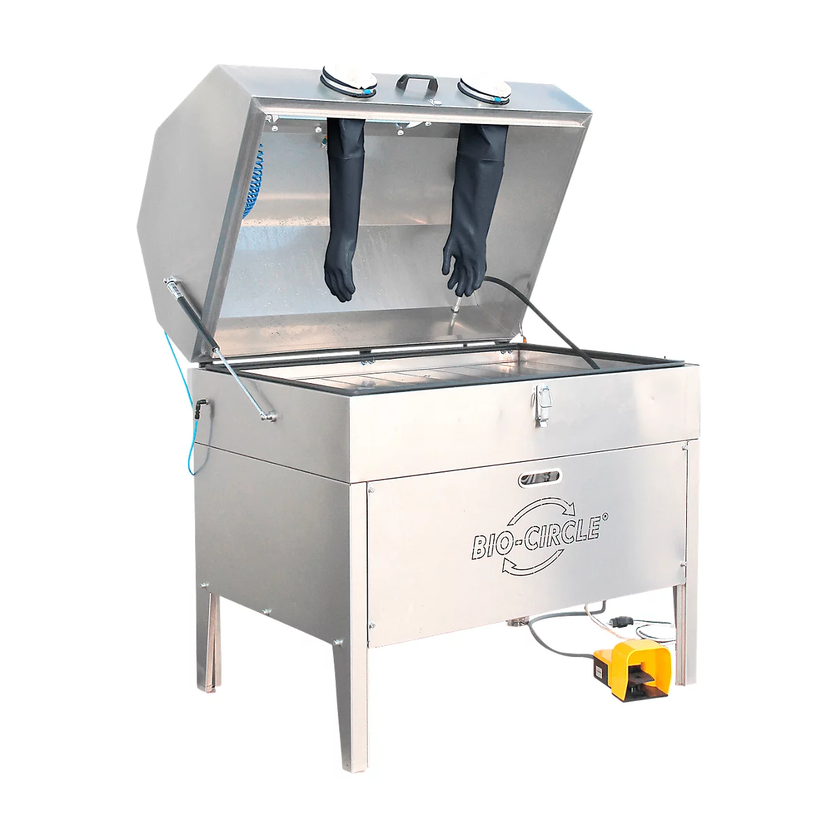 Onderdelenwasmachine BIO-CIRCLE® HP Vigo, tot 80 bar, tot 155 liter, tot 45 °C, tot 150 kg, met persluchtpistool + industriële reiniger CB 100, 5 jerrycans van elk 20 l