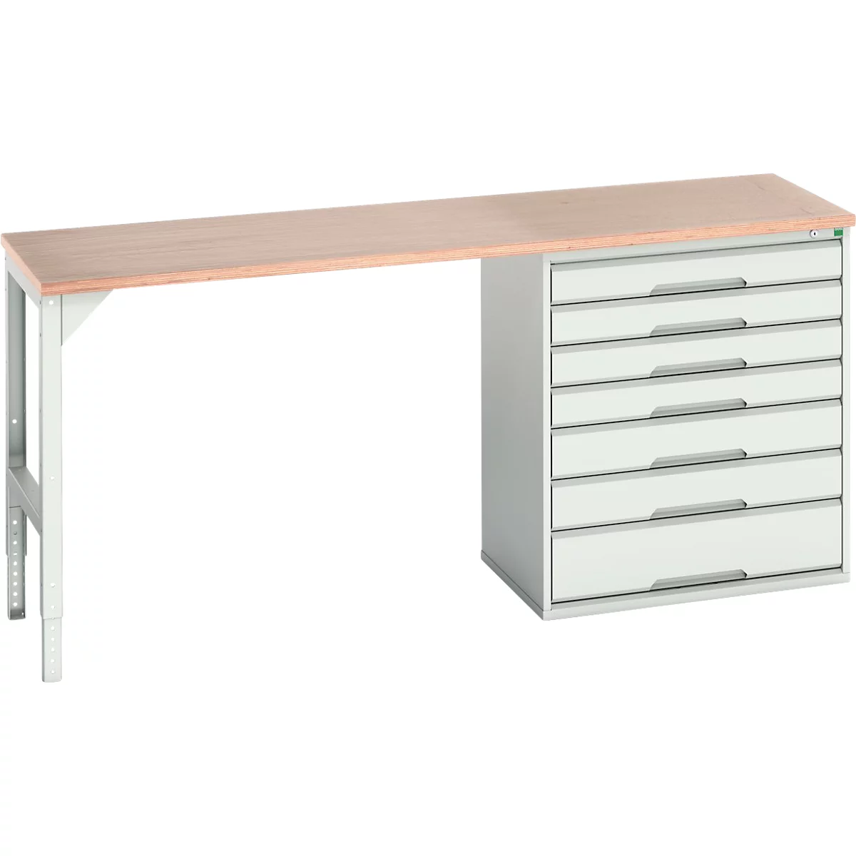 Onderzetter Bott verso, multiplexplaat, 7 laden, B 2000 x D 600 x H 930 mm, lichtgrijs