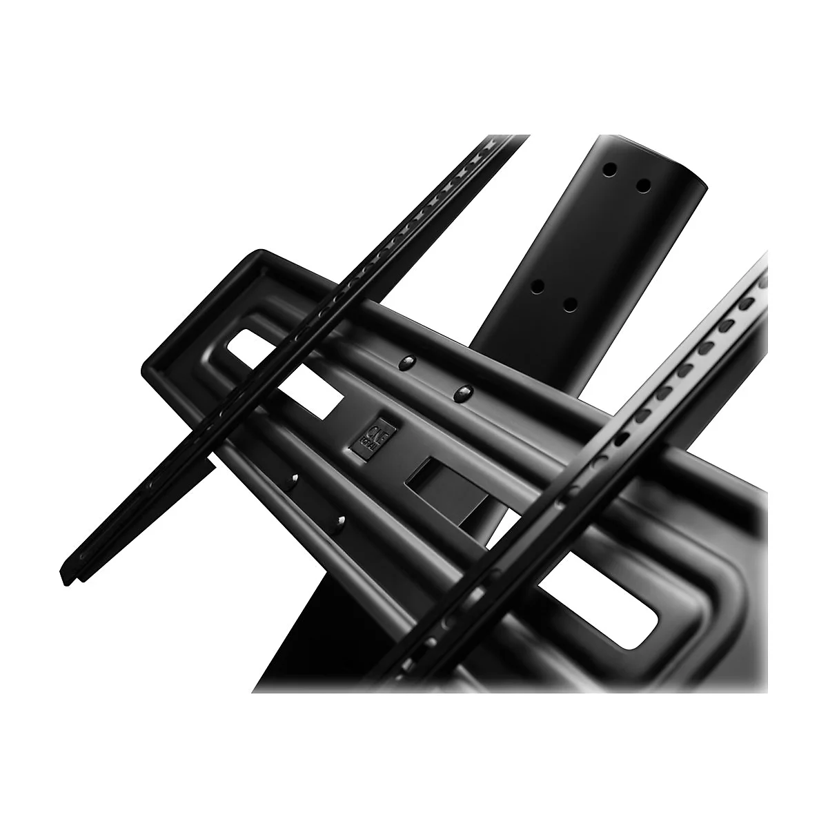 Nahaufnahme einer schwarzen TV-Wandhalterung mit One For All Logo.