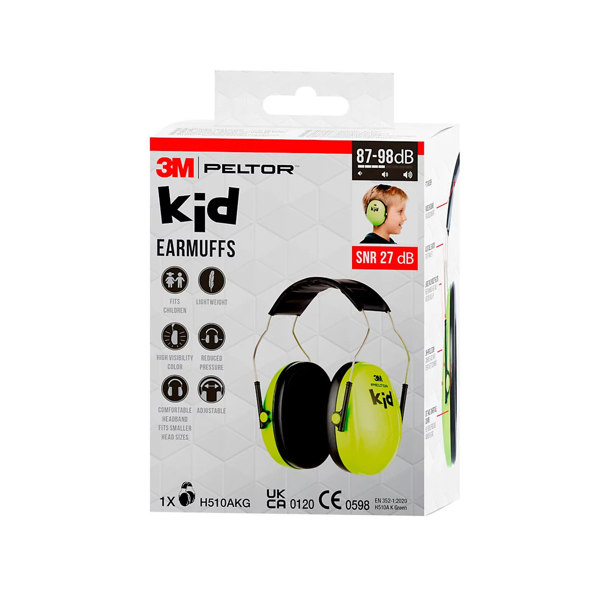 Gehoorbeschermers in geel en zwart. De hoofdband is zwart, de oorschelpen zijn geel.