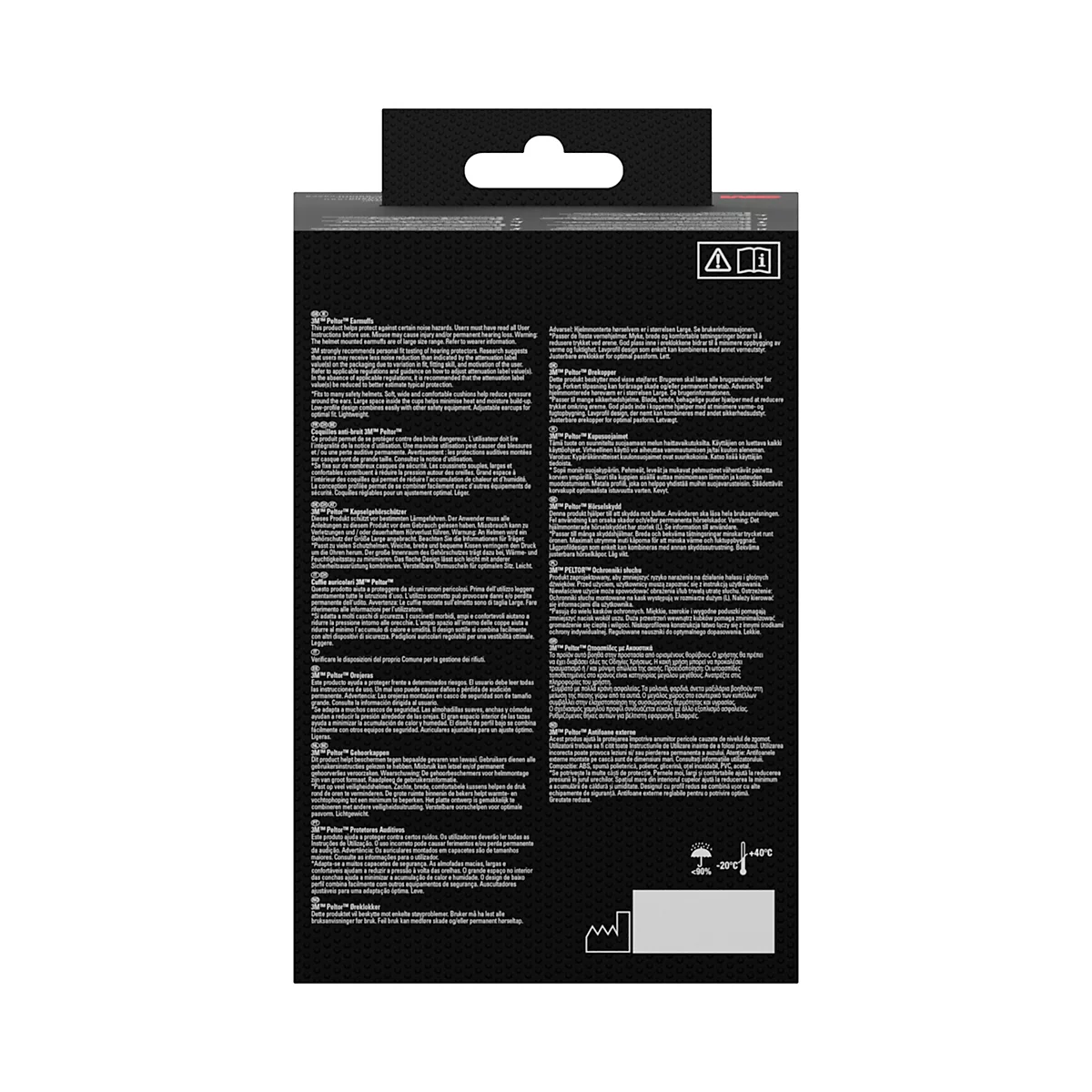 Geelzwarte 3M Peltor Optime I gehoorbeschermers. Oorschelpen, hoofdband, zwart 3M logo.