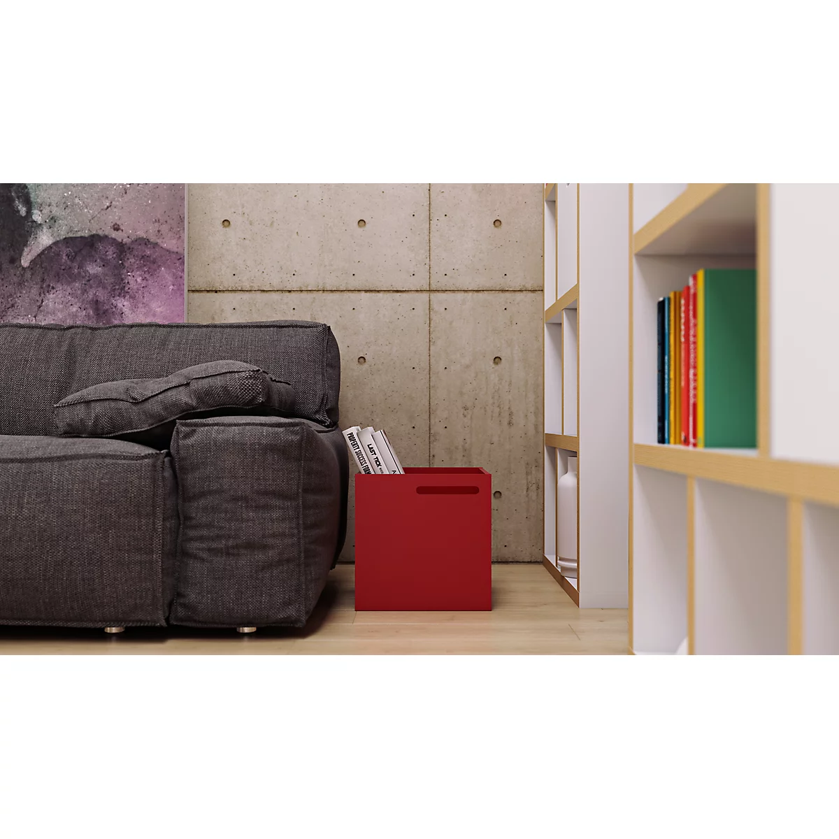 Opbergbox Berlin, van stevige spaanplaat, 340 mm, rood