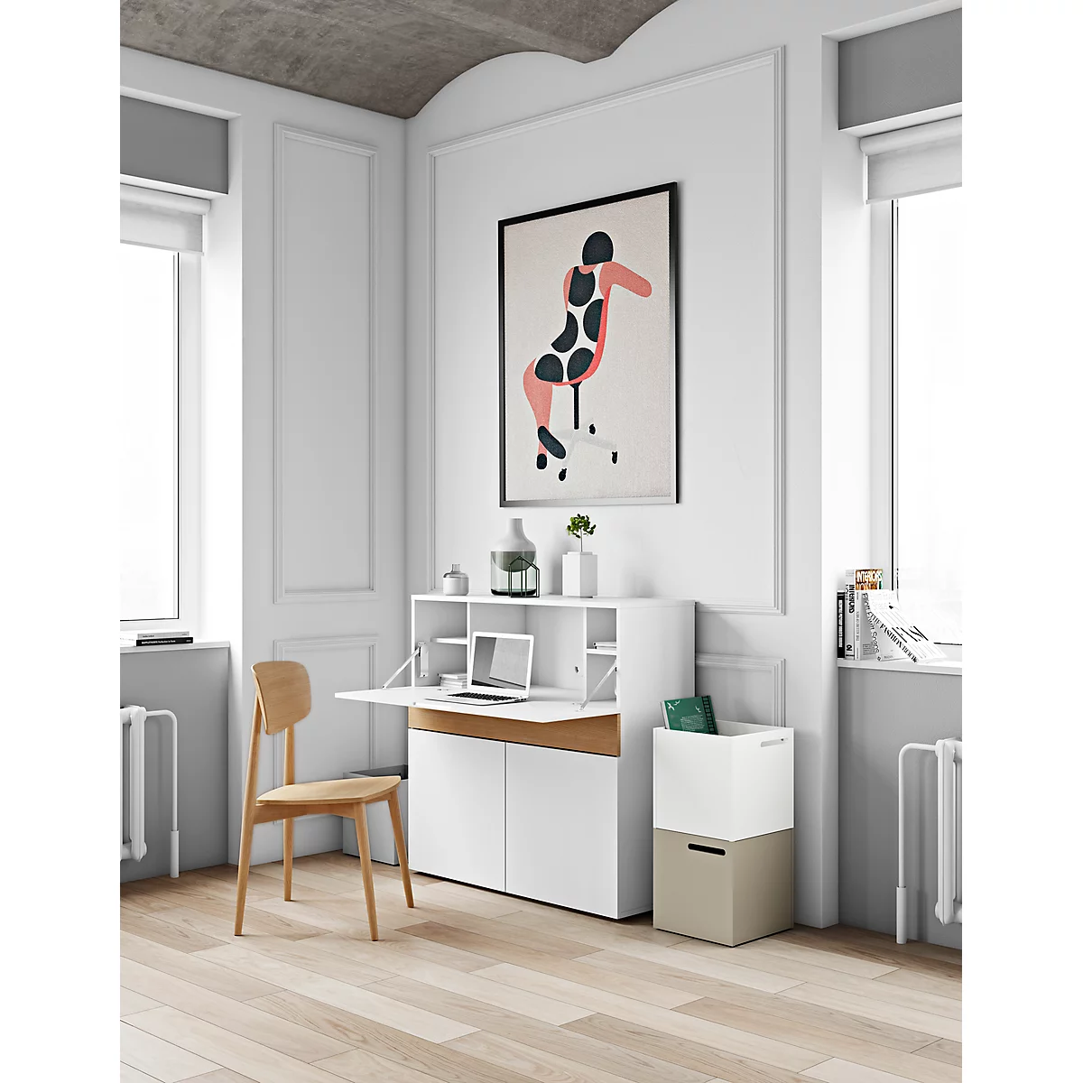 Opbergbox Berlin, van stevige spaanplaat, 340 mm, wit