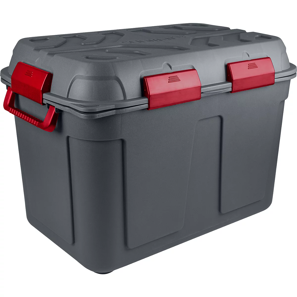 Opbergbox Sunware Q-LINE - L 790 x B 545 x H 545 mm - 160L - waterdicht - met handvat - 6 sluitclips - antraciet/rood