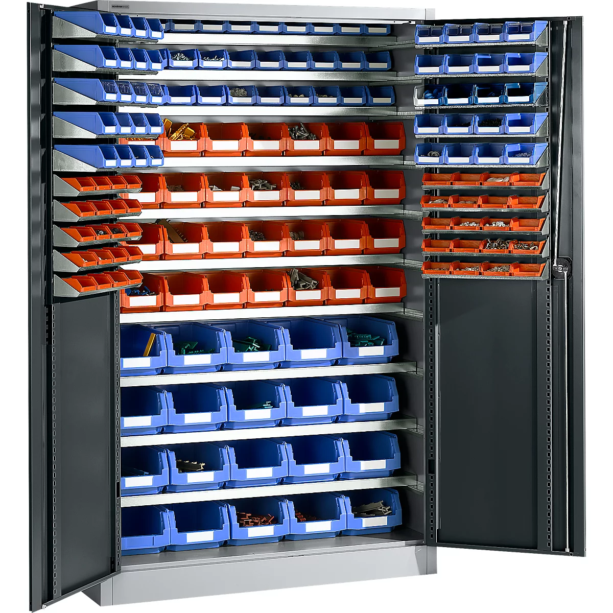 Opbergkast, met beslag, B 1200 x D 500 x H 1935 mm, alu wit/antracietgrijs
