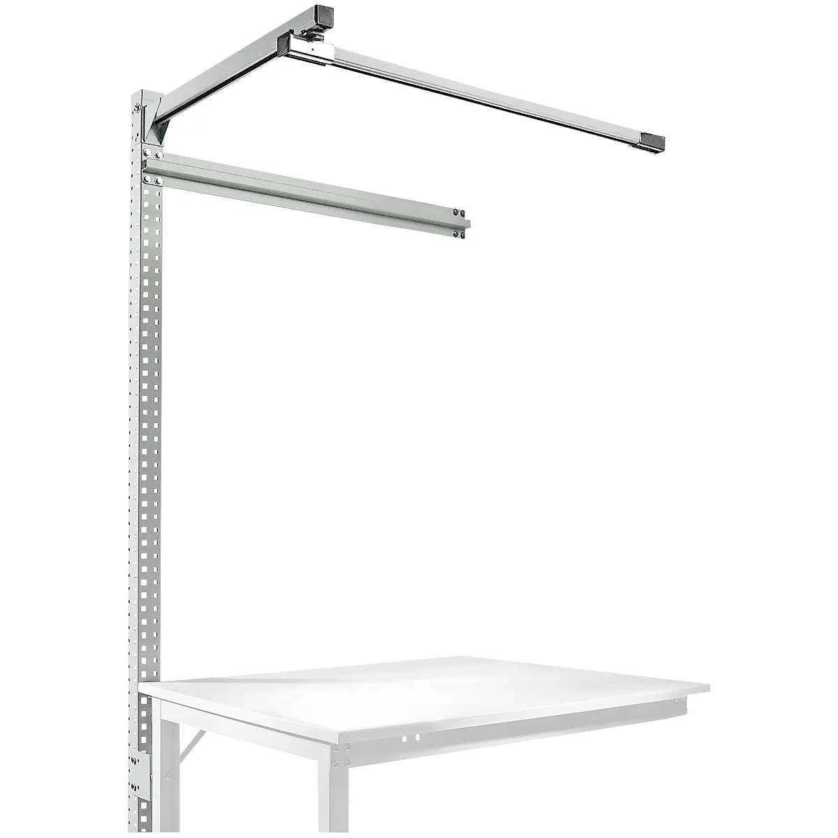 Opbouwframe met giek, Aanbouwtafel SPECIAAL werktafel-/werkbank UNIVERSAL/PROFI, 1250 mm, lichtgrijs