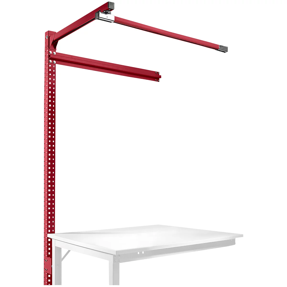 Opbouwframe met giek, Aanbouwtafel SPECIAAL werktafel-/werkbank UNIVERSAL/PROFI, 1250 mm, robijnrood