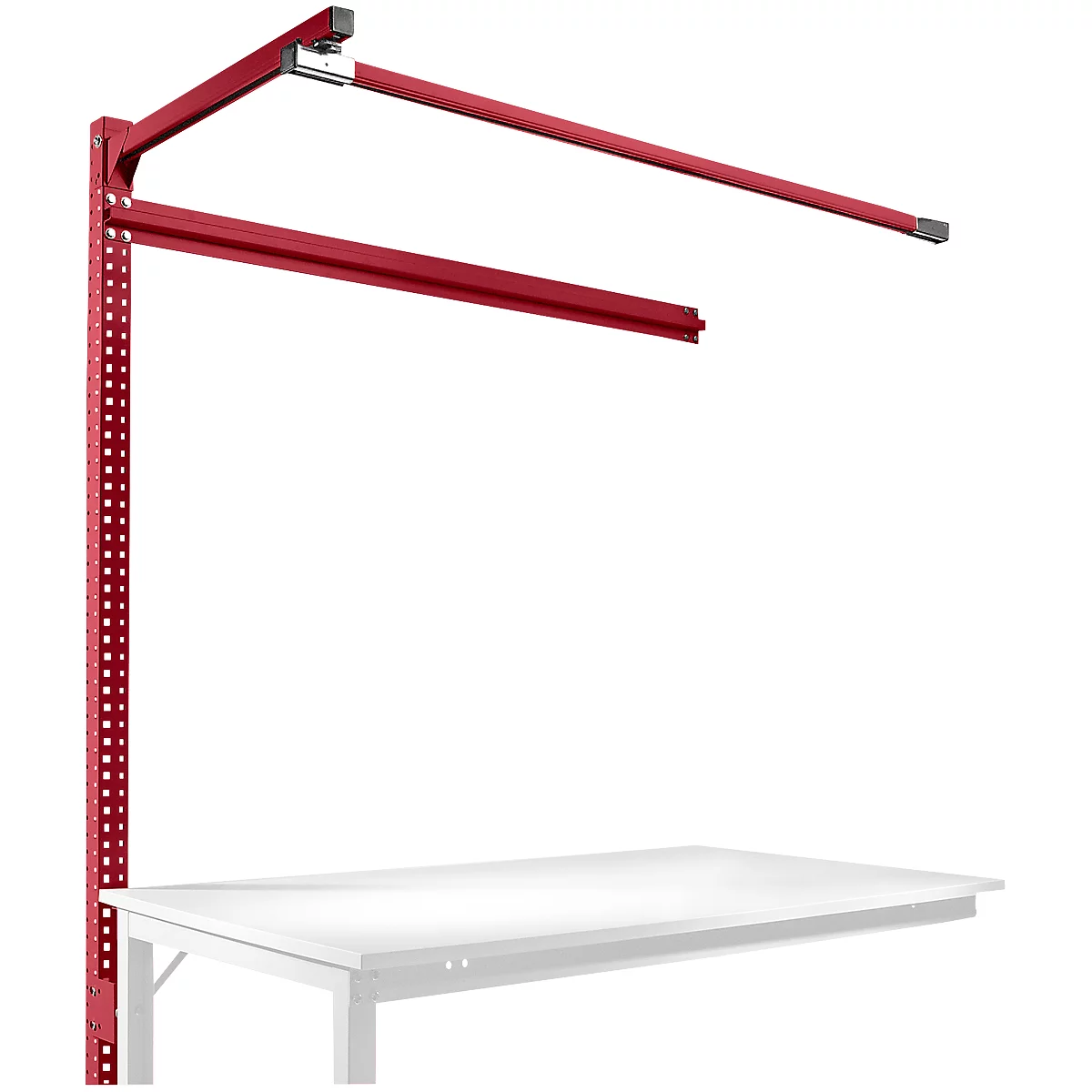 Opbouwframe met giek, Aanbouwtafel SPECIAAL werktafel-/werkbank UNIVERSAL/PROFI, 1500 mm, robijnrood