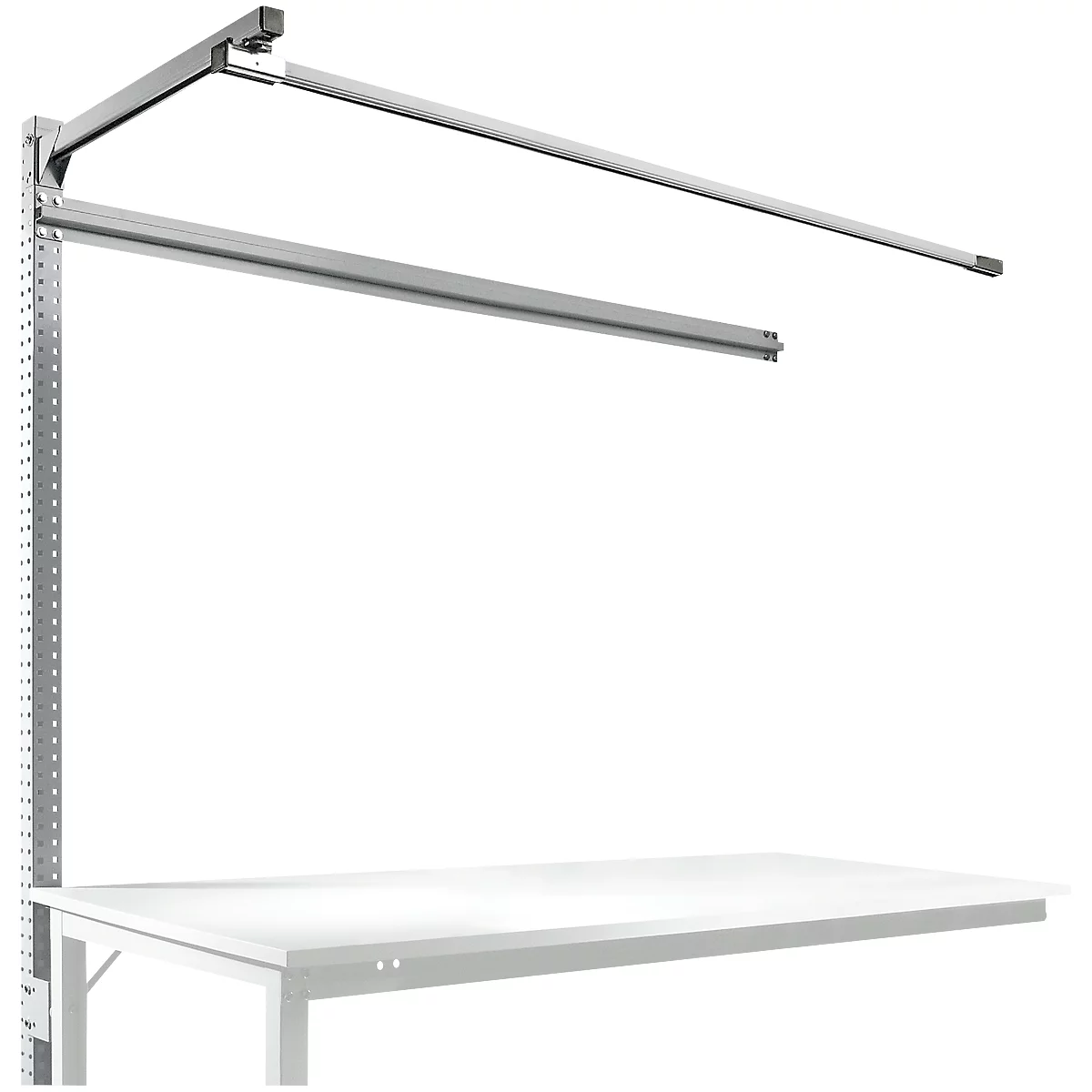 Opbouwframe met giek, Aanbouwtafel SPECIAAL werktafel-/werkbank UNIVERSAL/PROFI, 1750 mm, aluminium zilver