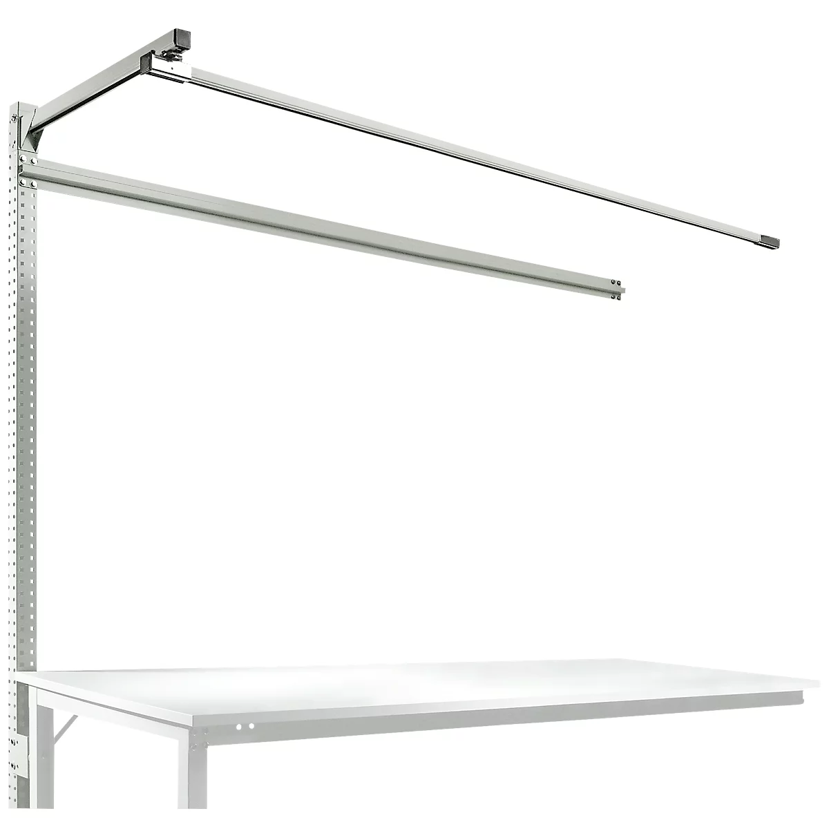 Opbouwframe met giek, Aanbouwtafel STANDAARD werktafel-/werkbank UNIVERSAL/PROFI, 2000 mm, lichtgrijs