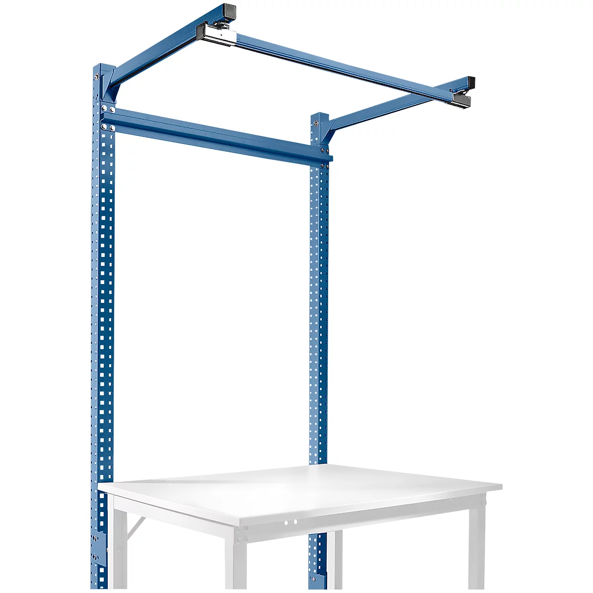 Opbouwframe met giek, Basistafel SPECIAAL werktafel-/werkbank UNIVERSAL/PROFI, 1250 mm, briljantblauw