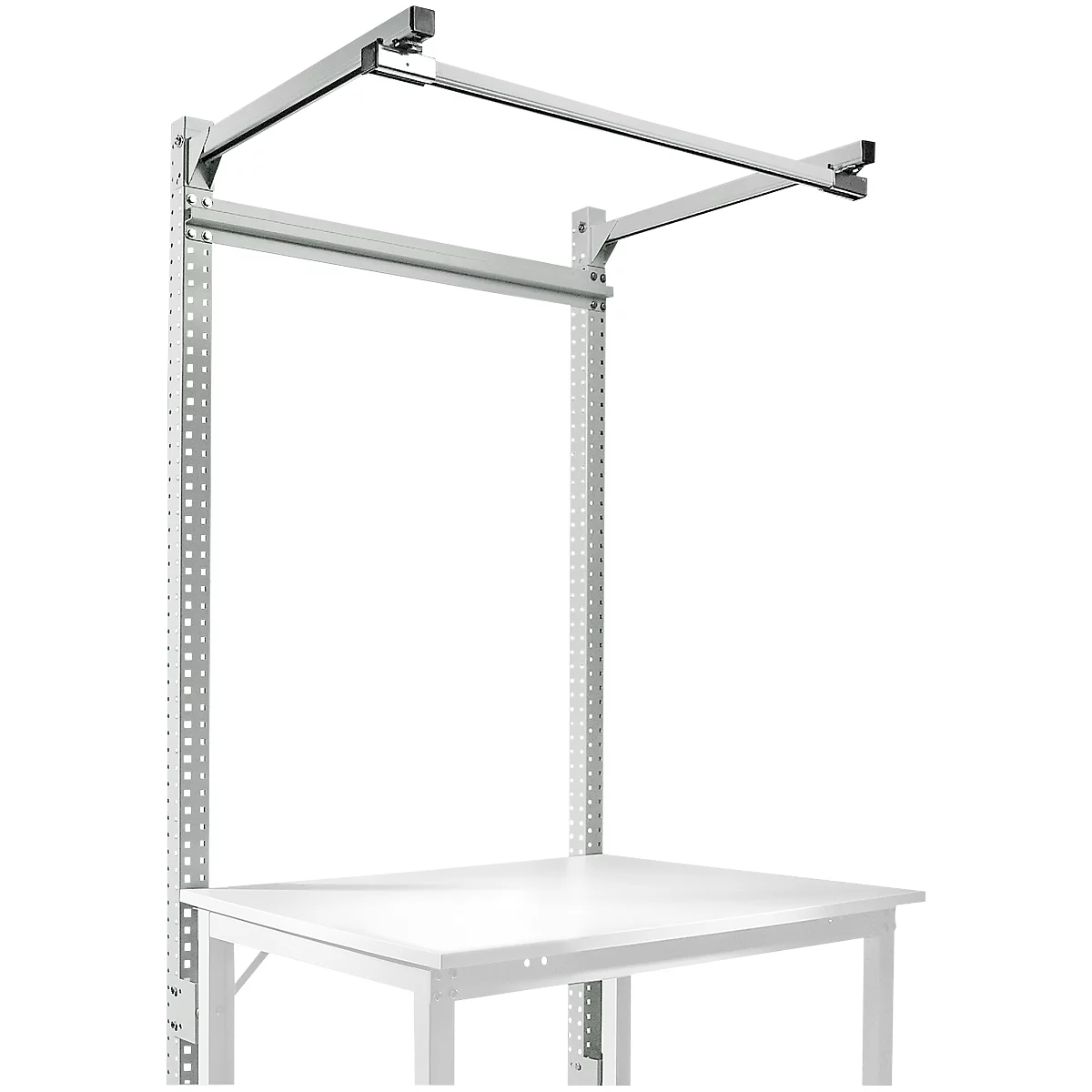 Opbouwframe met giek, Basistafel SPECIAAL werktafel-/werkbank UNIVERSAL/PROFI, 1250 mm, lichtgrijs