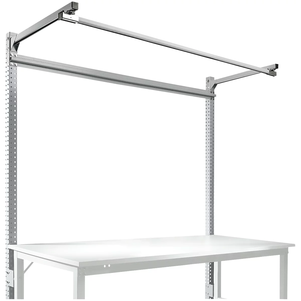 Opbouwframe met giek, Basistafel SPECIAAL werktafel-/werkbank UNIVERSAL/PROFI, 1750 mm, aluminium zilver