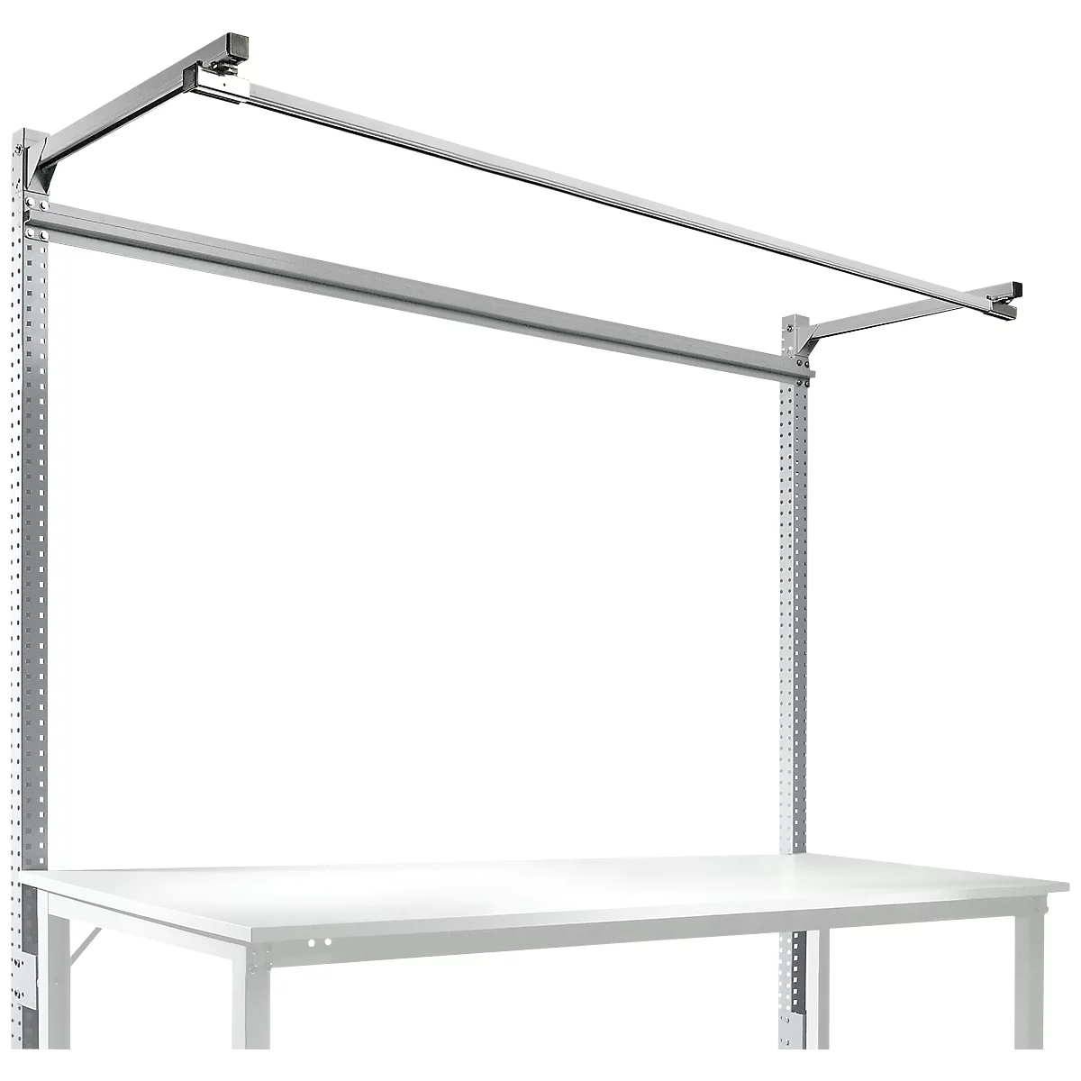 Opbouwframe met giek, Basistafel SPECIAAL werktafel-/werkbank UNIVERSAL/PROFI, 2000 mm, aluminium zilver
